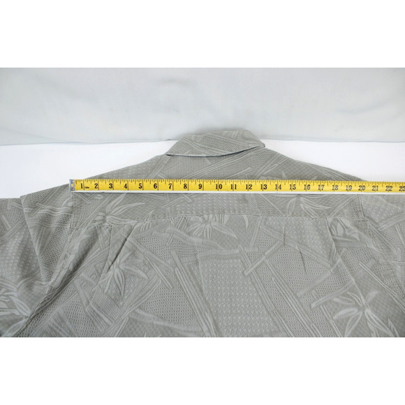 Jamaica Jaxx Button Up 100% Silk Camp Hawaiian Shirt Men L Jade Beach Travel - Picture 6 of 10